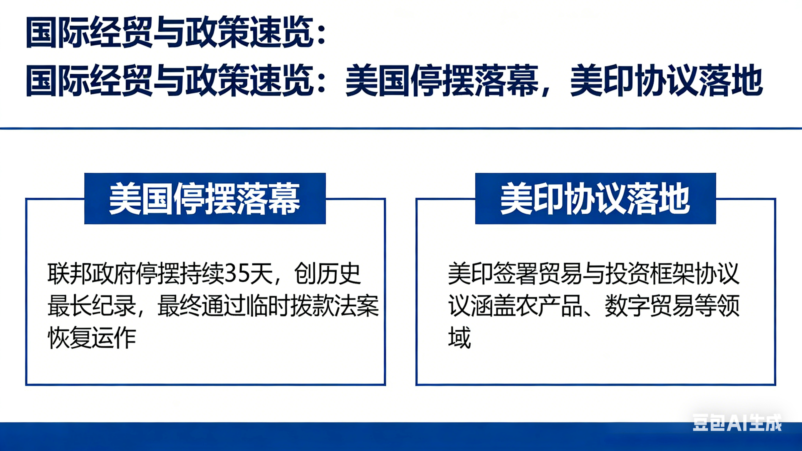 国际经贸与政策速览：美国停摆落幕，美印协议落地